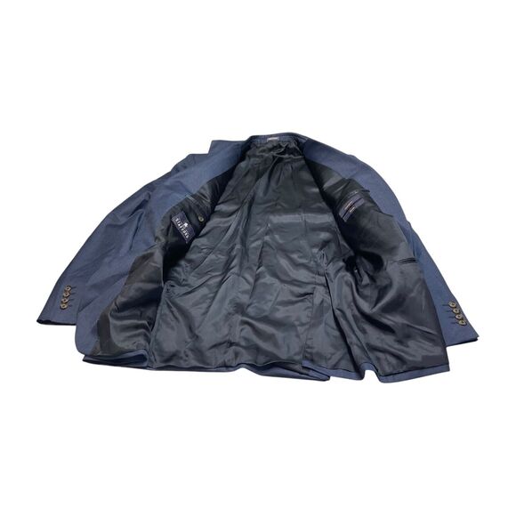 Stafford Blazer Jacket Men 46R Navy Wool Classic Fit Notch Lapel Single Breasted - Picture 3 of 10